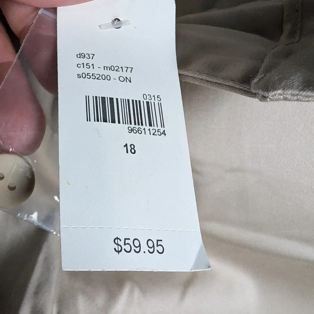 Lane Bryant Womens Trousers Size 18 Khaki Beige Cotton Stretch Cuffed Cropped - Picture 4 of 12